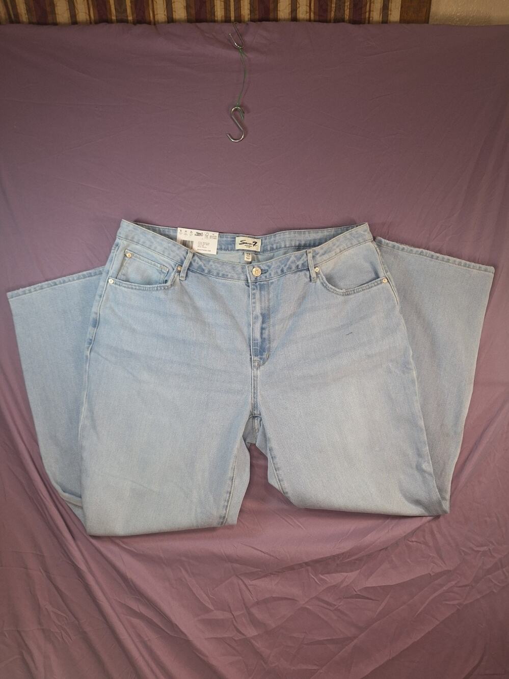 Seven7 Loose Straight Key West Jeans Plus Size 18W Light Blue High Rise Denim